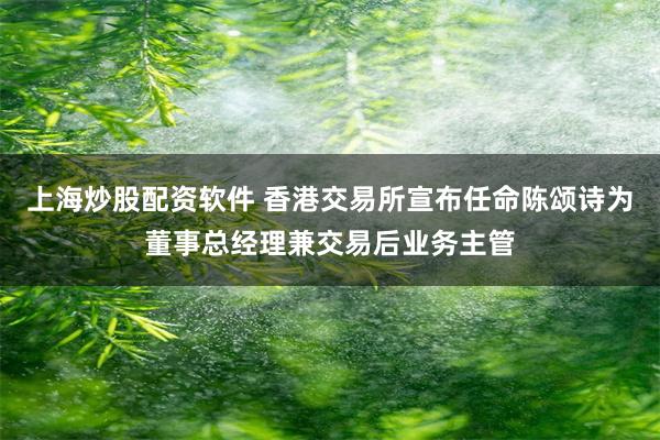 上海炒股配资软件 香港交易所宣布任命陈颂诗为董事总经理兼交易